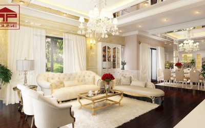 Mẫu thiết kế nội thất biệt thự hiện đại pha chút cổ điển